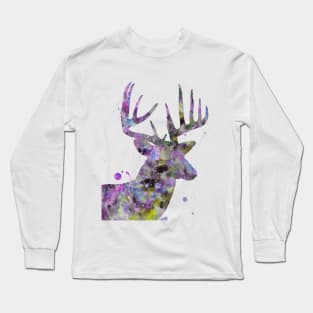 Watercolor Deer Portrait Long Sleeve T-Shirt